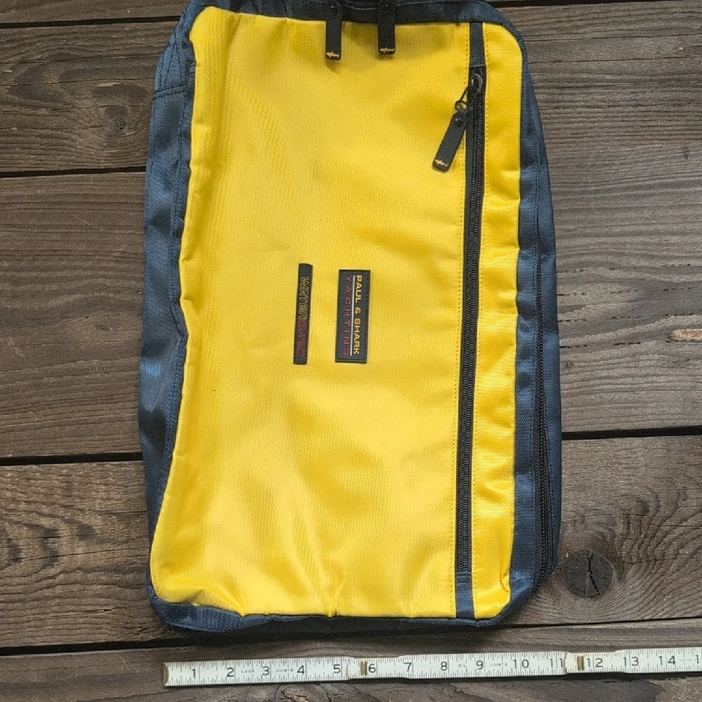 Paul & Shark Yellow and Blue Toiletry Bag with Textured Fabric
